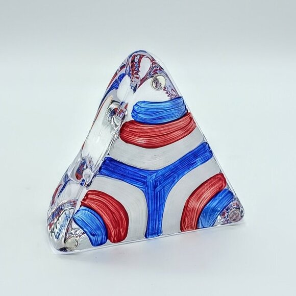 Kosta Boda Ulrica Hydman Vallien Hand-Painted Triangle Art Glass Candle Holder - Picture 4 of 7